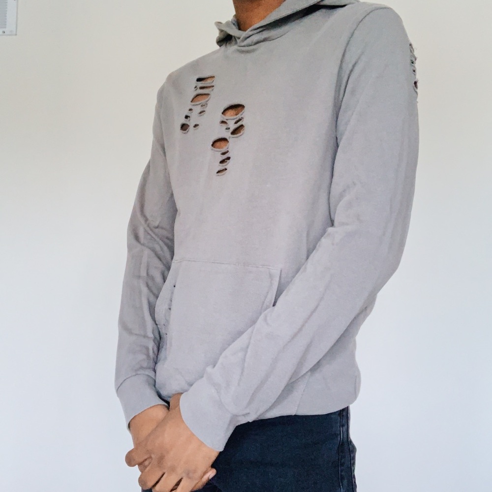 Shotgun distressed grey Topman hoodie